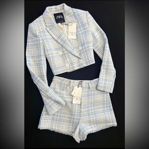 Zara Light Blue and Cream Textured Set